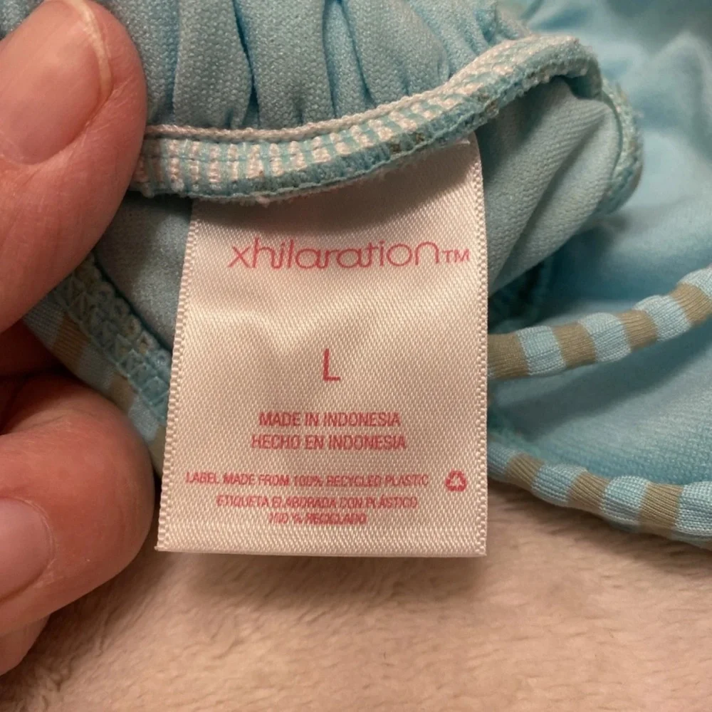 Xhilaration Seafoam Blue Green Striped Bikini Top